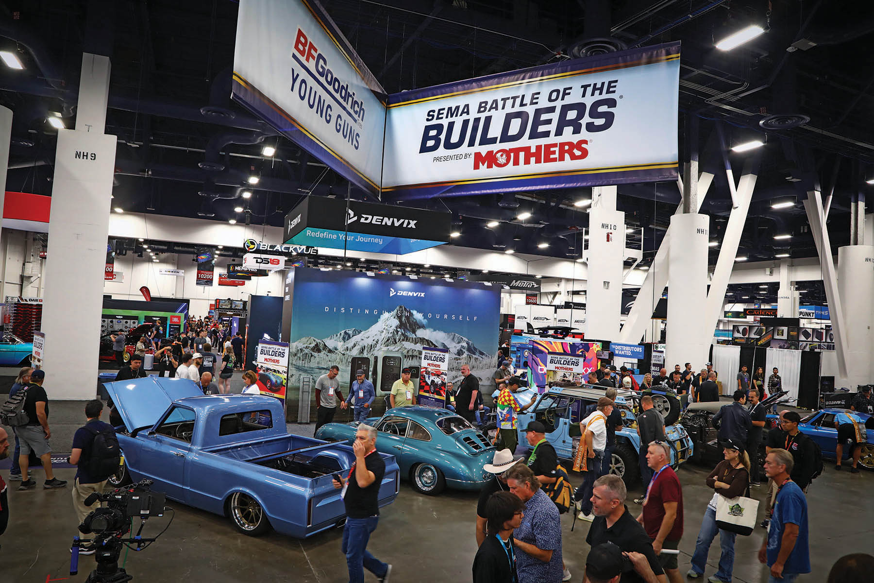 Top down view of the Battle of the Builders area with people walking by