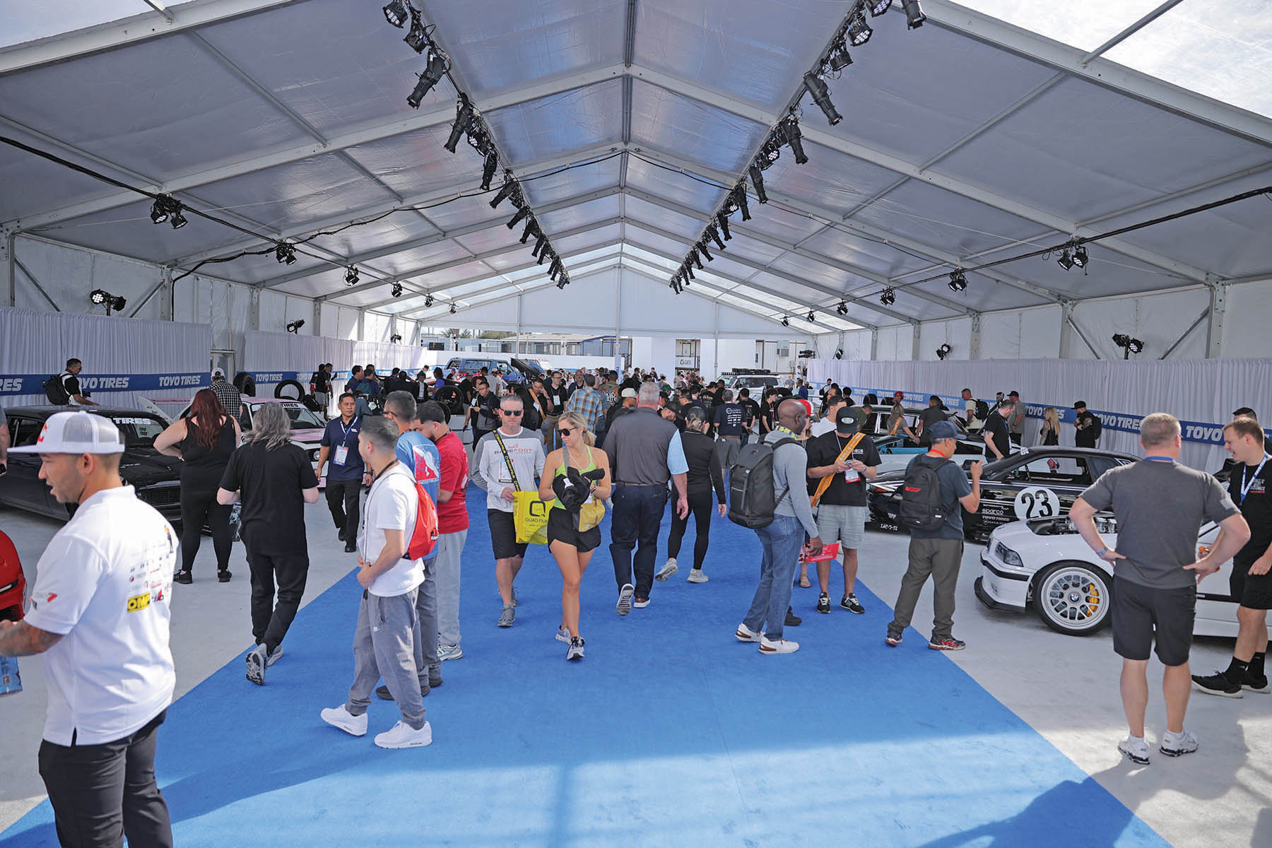 crowds milling around Toyo Treadpass displays
